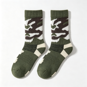 Men’s Army Green Camouflage Crew Socks
