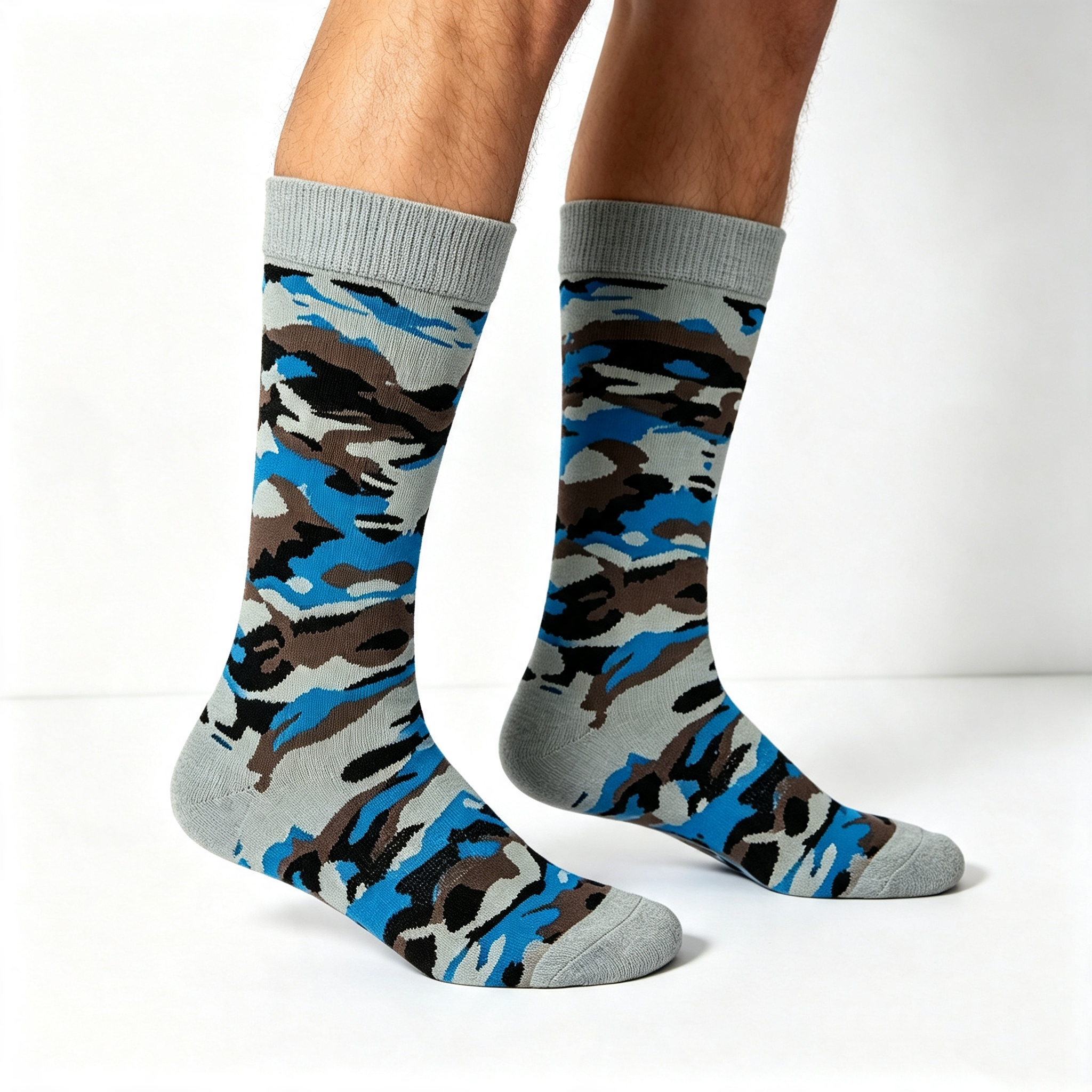 Aqua Blue Tactical Camouflage Crew Socks - Image 2