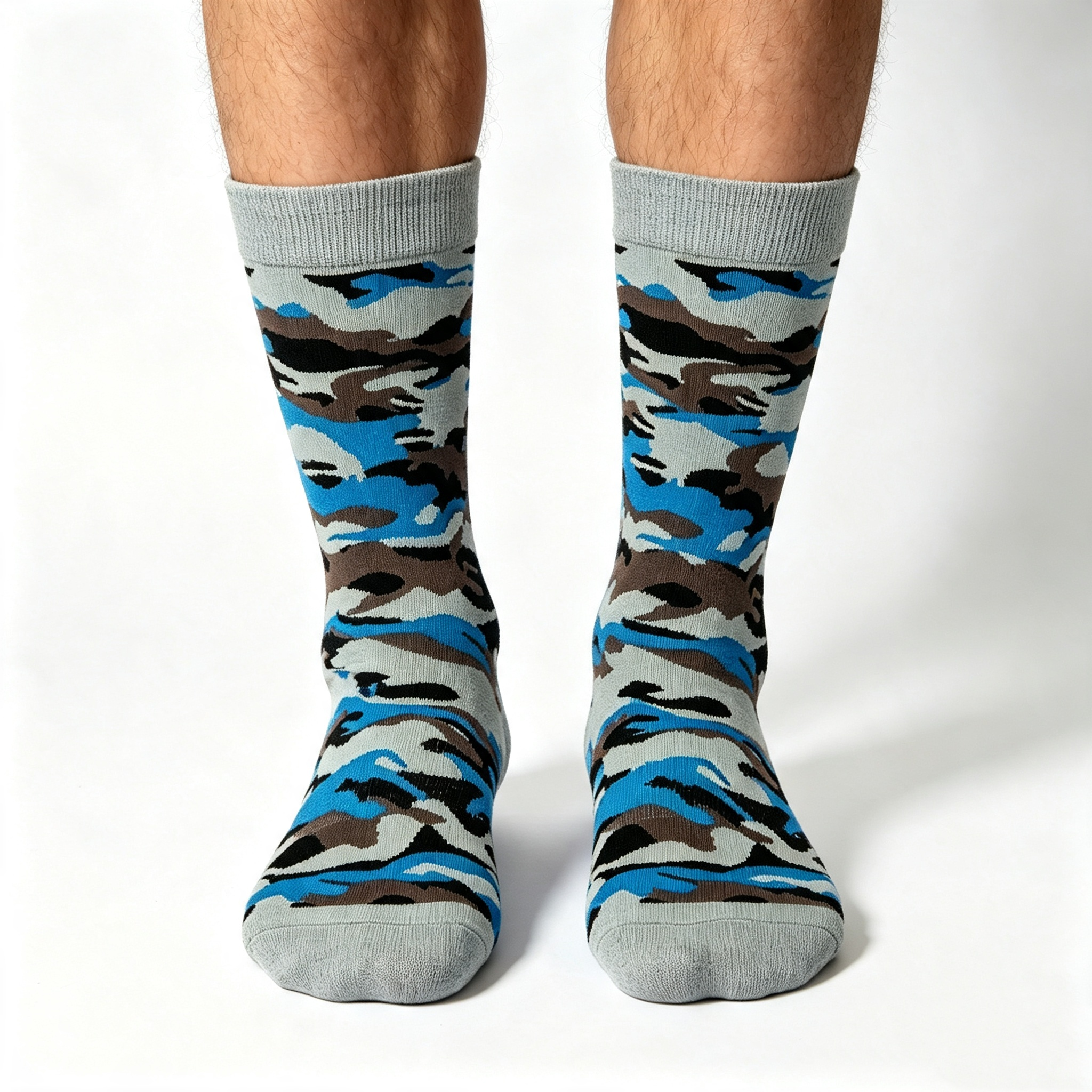 Aqua Blue Tactical Camouflage Crew Socks - Image 3