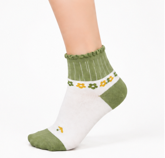 Kids Floral Ruffle Ankle Socks - Image 2