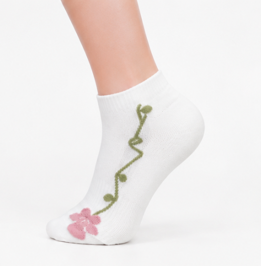 Kids Floral Vine Ankle Socks - Image 2