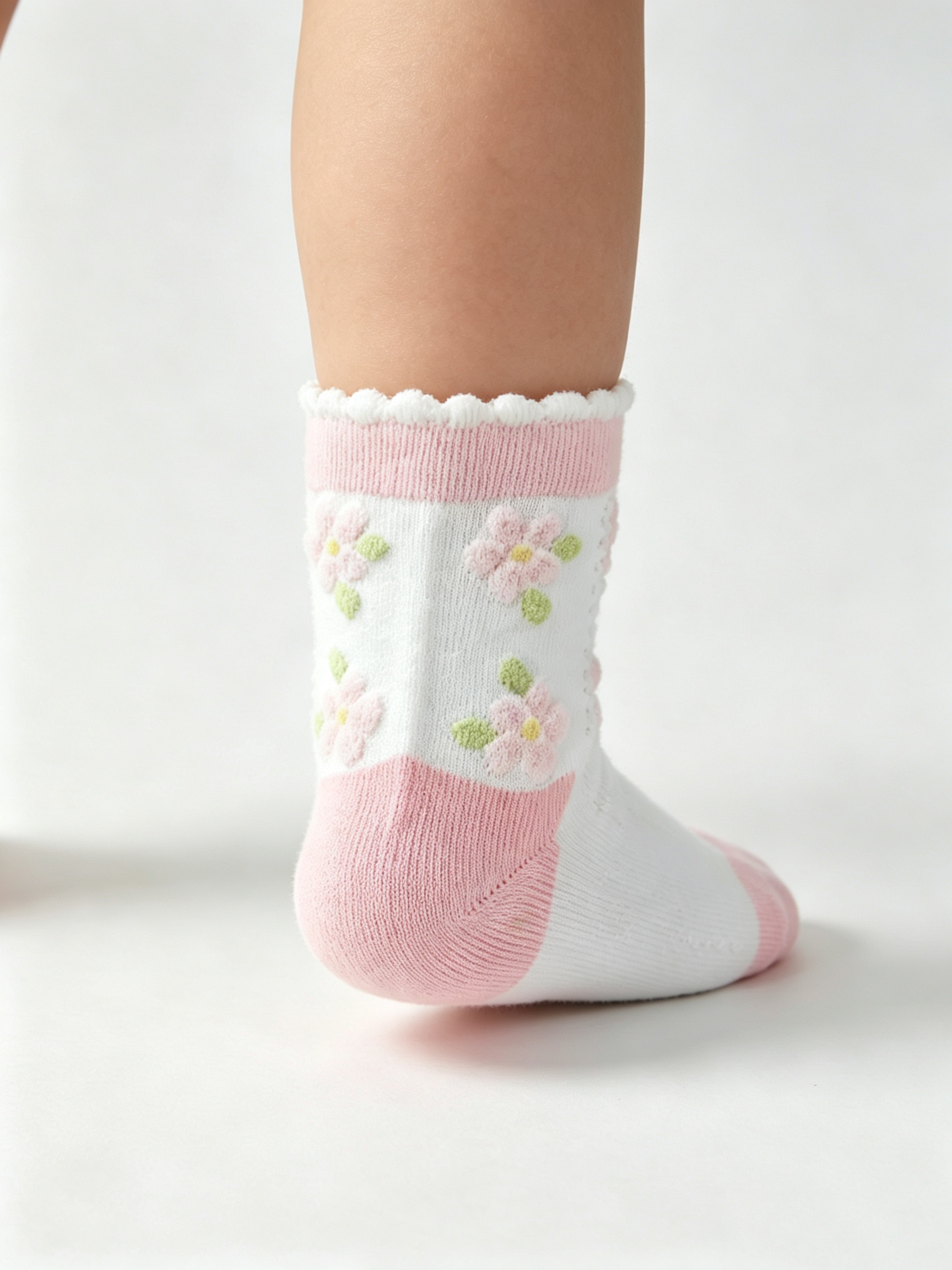 Kids’ 3D Floral Crew Socks - Image 3