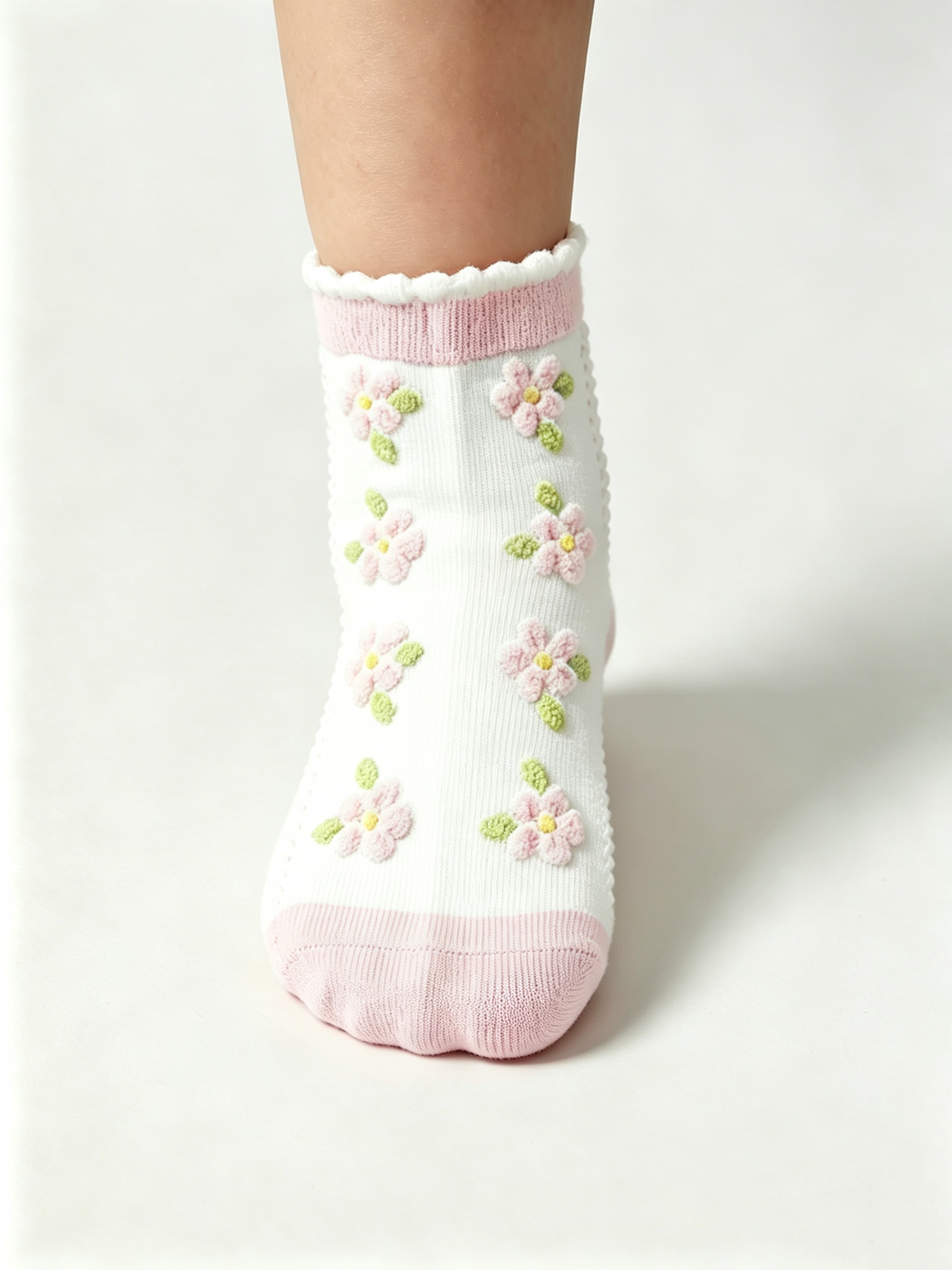 Kids’ 3D Floral Crew Socks - Image 2