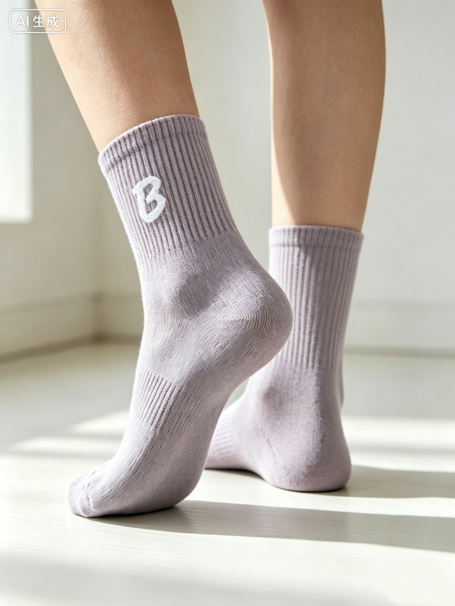 Women’s Letter Logo Ribbed Crew Socks - Image 2