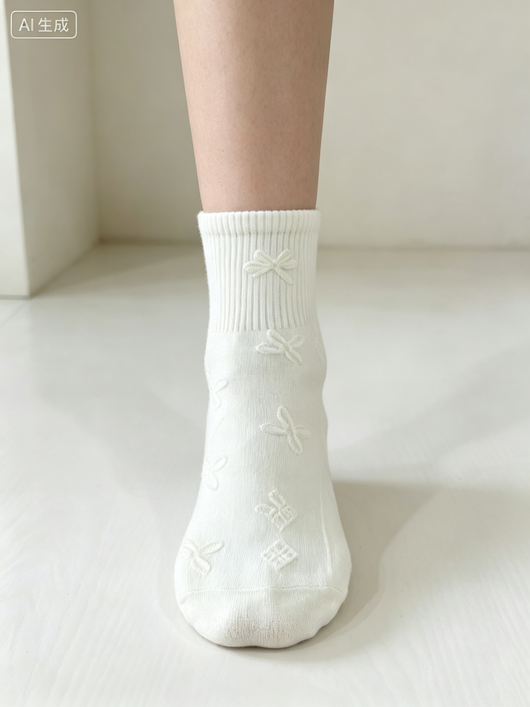 Women’s Textured Floral Crew Socks - Image 2