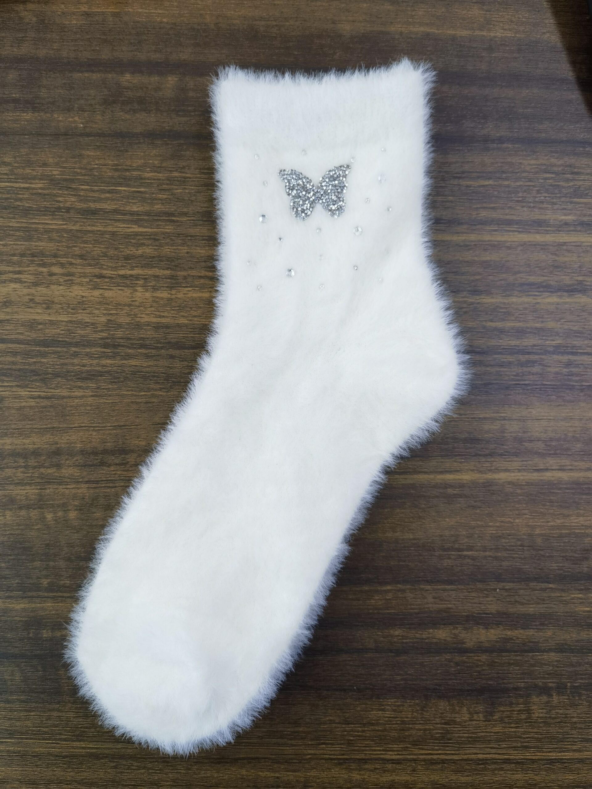 Mink Fleece Women's Socks with Rhinestone Detail - Image 5