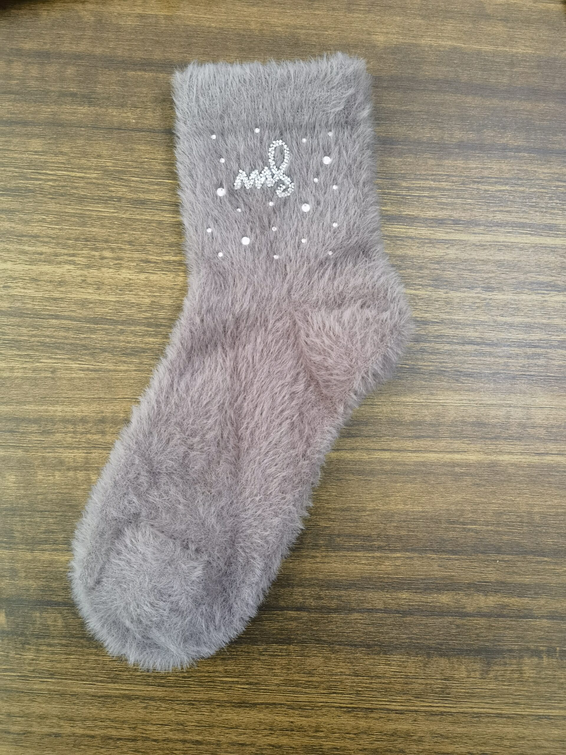 Mink Fleece Women's Socks with Rhinestone Detail - Image 9