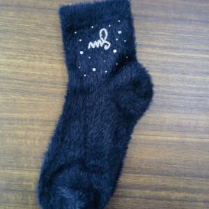 Mink Fleece Women's Socks with Rhinestone Detail