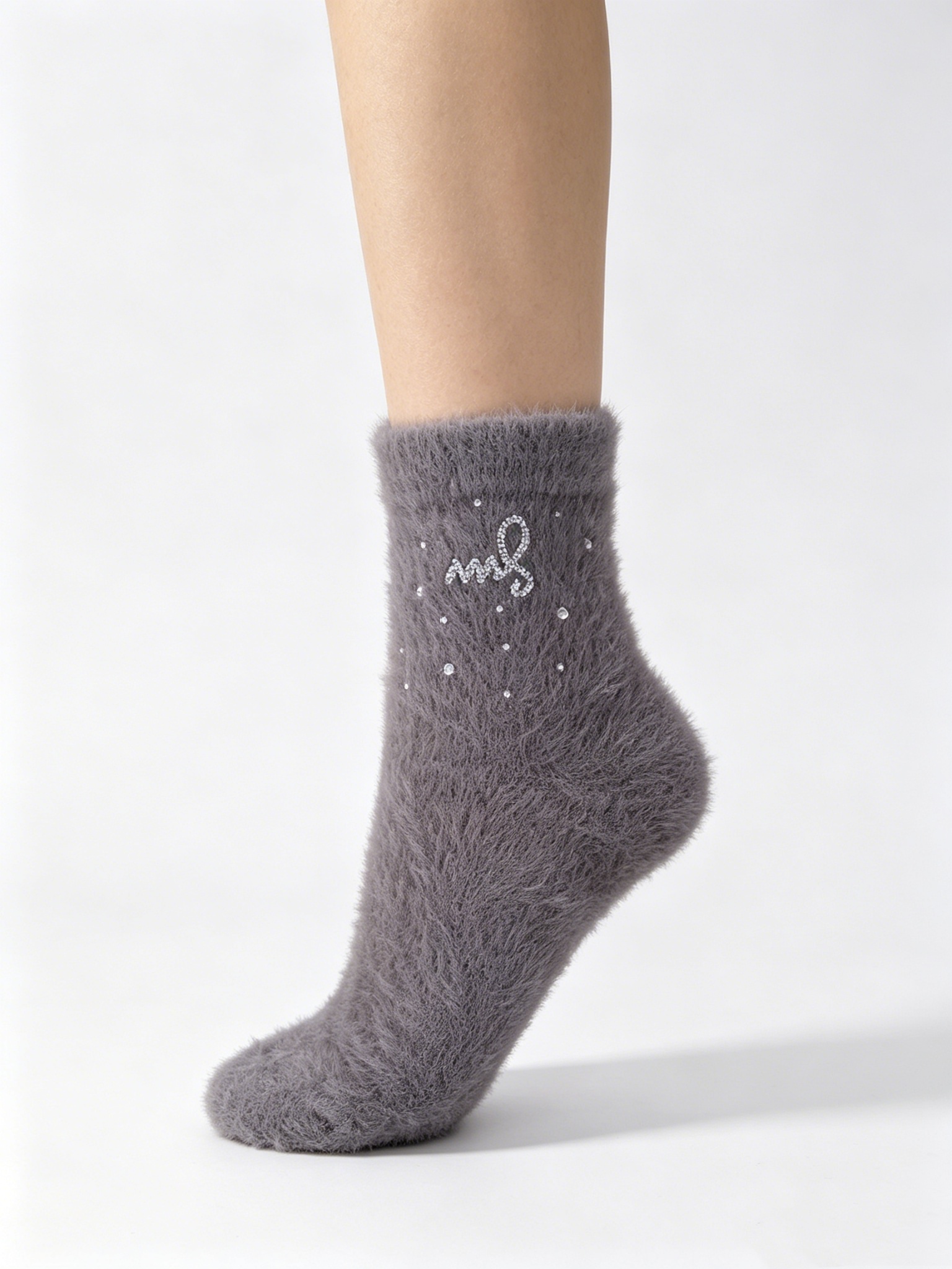 Mink Fleece Women's Socks with Rhinestone Detail - Image 12
